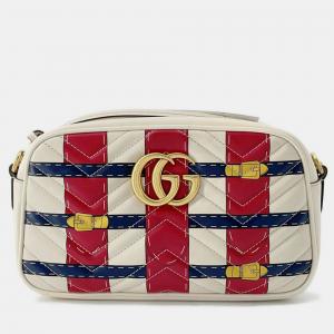 Gucci White/Red Leather GG Marmont Bag