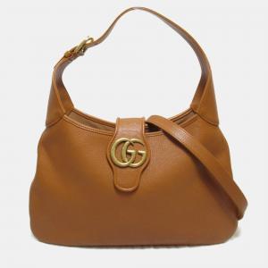 Gucci Brown Leather Aphrodite Hobo Bag