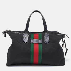 Gucci Black Canvas and Leather Web Duffel Bag