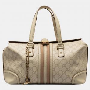 Gucci Brown Leather and Canvas Treasure Web Boston Bag