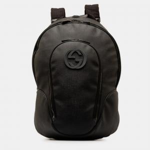 Gucci Black Leather Interlocking G Backpack