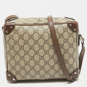 Gucci Brown/Beige GG Supreme Canvas Soft Trunk Crossbody Bag