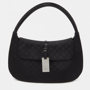 Pre Owned Gucci Black Micro Guccissima Nylon and Leather Pochette 