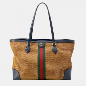 Gucci Medium Raffia Ophidia Tote Bag
