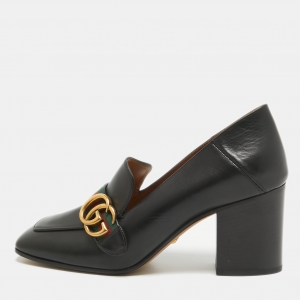 مملوكة مسبقًا Gucci Black Leather Peyton Loafer Pumps Size 38
