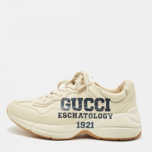 Gucci White Leather  Rhyton Low Top Sneakers Size 40