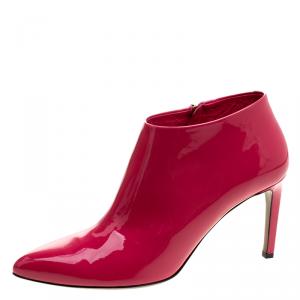 Pre Owned Gucci Pink Patent Leather Noah Ankle Booties Size 40