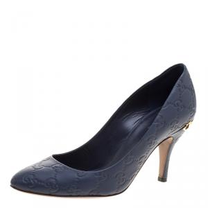 مملوكة مسبقًا Gucci Blue Guccissima Leather Elizabeth Pumps Size 37