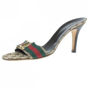 مملوكة مسبقًا Gucci Guccissima Web Detail Hysteria Slides Size 39