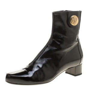 Pre Owned Gucci Black Patent Leather Hysteria Ankle Boots Size 38