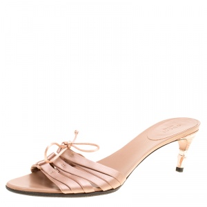 Pre Owned Gucci Pale Pink Satin Slides Sandals Size 39