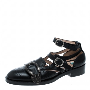 Gucci Black Perforated Leather Queercore Brogues Size 39.5