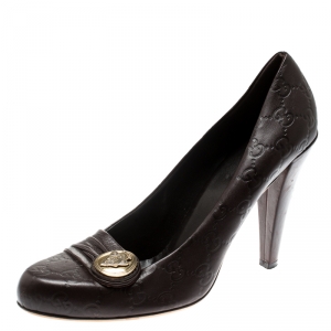 Pre Owned Gucci Brown Guccissima Leather Hysteria Pumps Size 41
