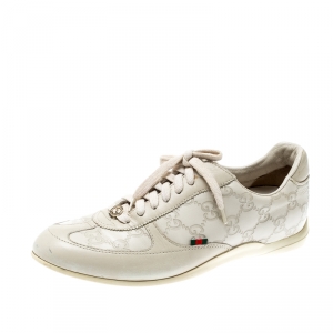 Gucci Beige Guccissima Leather Sneakers Size 37
