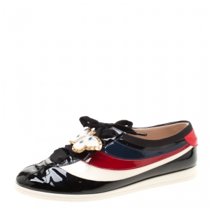 Gucci Multicolor Patent Leather New Ace Falacer Butterfly Low Top Sneakers Size 39