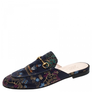 مملوكة مسبقًا حذاء سلايد غوتشي "برينستون" قماش مورد متعدد الألوان مقاس 40.5