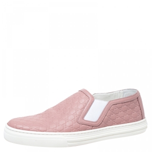 Gucci Pink Microguccisima Leather Slip On Sneakers 35.5