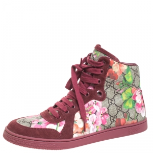 Gucci Multicolor Blooms Printed GG Coated Canvas High Top Sneakers Size 39