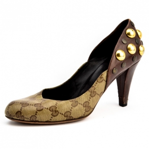 مملوكة مسبقًا Gucci Guccissima Crystal 'Babouska' Studded Pumps Size 36.5