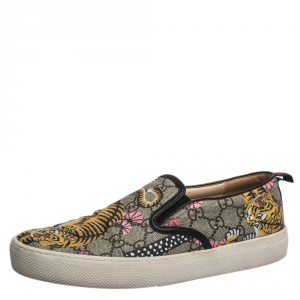 Gucci Multicolor GG Supreme Canvas Tiger Print Slip On Sneakers Size 39