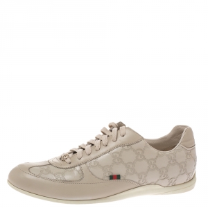 Gucci Ivory Leather Guccissima Low Top Sneakers Size 40 