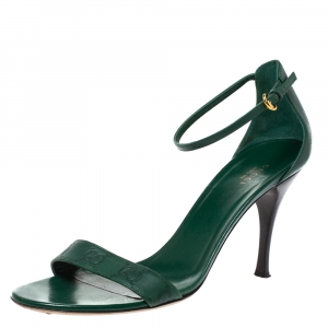 مملوكة مسبقًا Gucci Green Guccissima Leather Ankle Strap Sandals Size 40