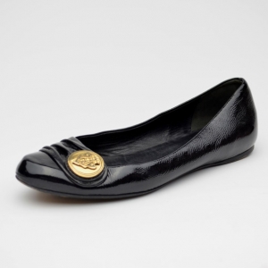 Pre Owned Gucci Black Patent Hysteria Ballet Flats Size 37.5