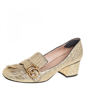 مملوكة مسبقًا Gucci Gold Leather GG Marmont Pumps Size 39