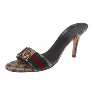 Pre Owned صندل غوتشي جوكيسيما شبكة هيستيريا سلايدز مقاس 38.5