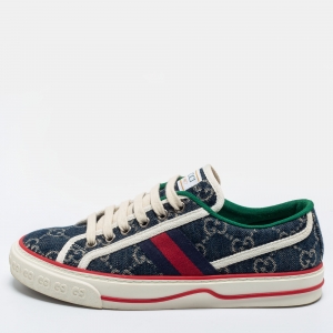 Gucci Navy Blue GG Canvas Tennis 1977 Sneakers Size 36