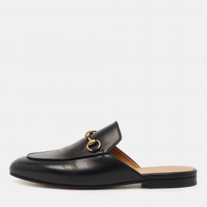 مملوكة مسبقًا Gucci Black Leather Princetown Flat Mules Size 38
