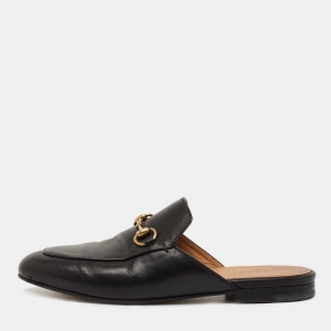 Gucci Black Leather Princetown Mules Size 36 