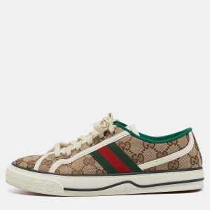 Gucci Beige/Ebony GG Canvas Tennis 1977 Sneakers Size 37.5