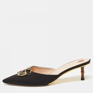 Gucci Black Canvas Unia Mules Size 39