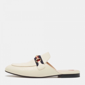 Gucci Cream Leather  Princetown Mules Size 39