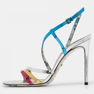 Gucci Multicolor Sequins and Leather Strappy Sandals Size 38.5