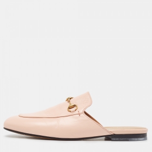 Gucci Pink Leather Princetown Mules Size 40