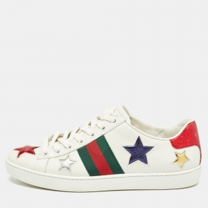 Gucci White Leather Star Ace Sneakers Size 37