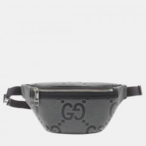 Pre Owned Gucci Grey Small Leather Jumbo GG Belt Bag