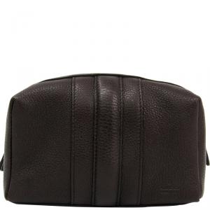 Gucci Dark Brown Pebbled Leather Cosmetic Pouch