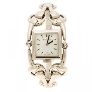 Gucci White Stainless Steel Signoria Horsebit 116.3 Women's Wristwatch 25 mm