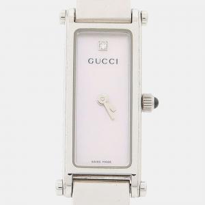مملوكة مسبقًا Gucci G Line 1500L White Stainless Steel Quartz Women's Watches 12*24mm