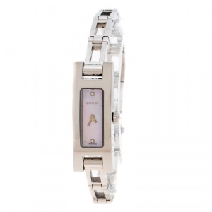 Gucci Pink Mother of Pearl Stainless Steel And Diamond 3900L Women's Wristwatch 12 mm