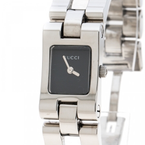Gucci Black Stainless Steel 6305L Women's Wristwatch 17 mm