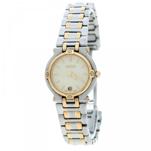 Gucci Cream Two-Tone Stainless Steel 9000L Women's Wristwatch 25 mm
