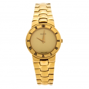 Gucci Golden Gold Plated 3300.2.L Women's Wristwatch 25MM