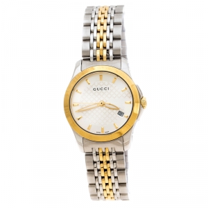 Gucci Silver Two-Tone Stainless Steel G-Timeless 126.5 Women's Wristwatch 27 mm