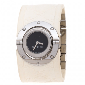 Gucci Black Stainless Steel Guccissima Monogram Twirl YA112520 Women's Wristwatch 23 mm