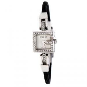 Gucci Silver Stainless Steel Diamonds 102 Women's Wristwatch 14 mm