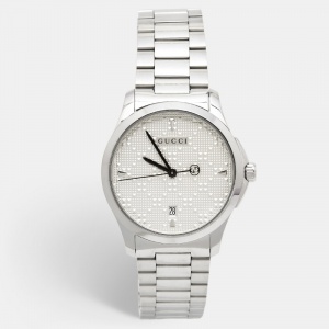Gucci Silver Stainless Steel G-Timeless Diamante YA1264024 Women's Wristwatch 38 mm